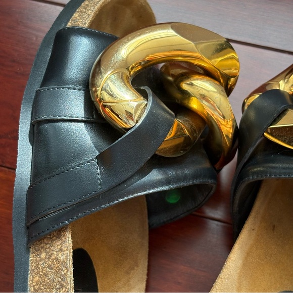 JW Anderson Chain Link Sandal Slides Gold Black Leather - Picture 5 of 11